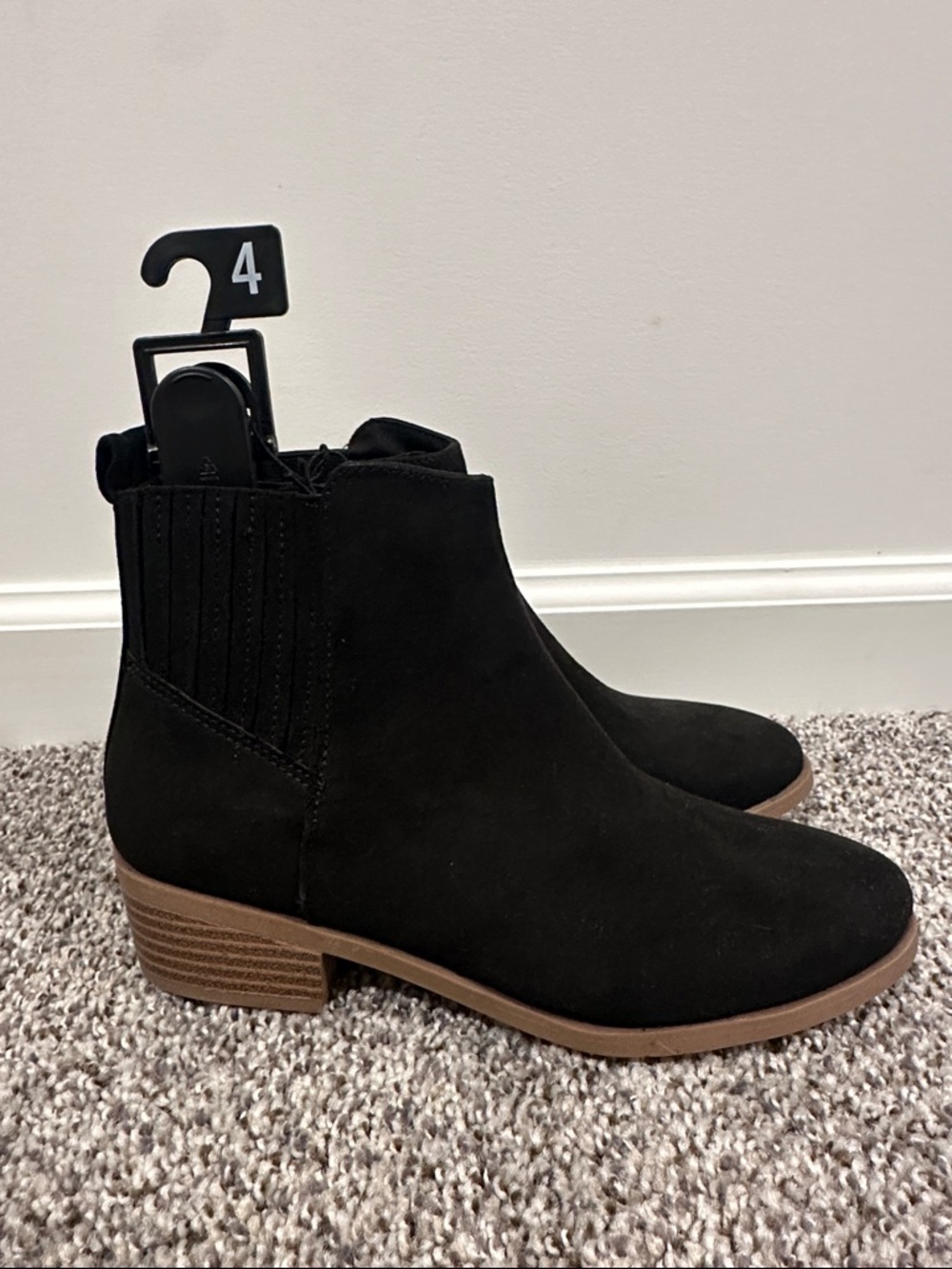 Girl’s Black Ankle Boots - Suede Low Heel